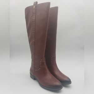 1271- Sam Edelman Prina2 Red Wood Leather Women's Boots Size 6 Wide Calf NWT